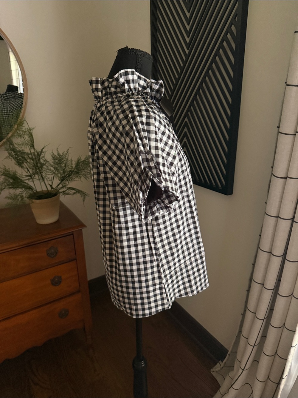 GeeGee black and white gingham bow top small - Picture 3 of 11